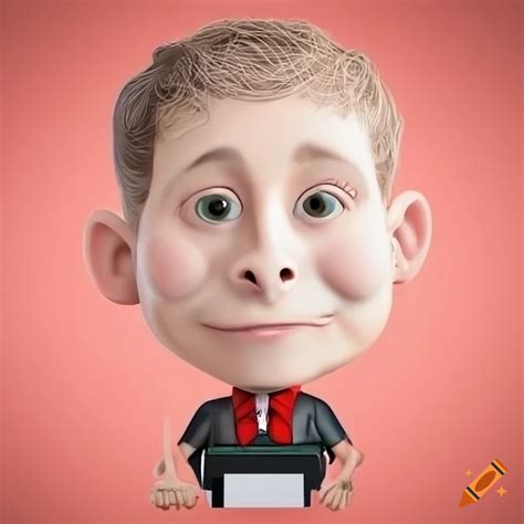Cartoon schoolboy with a caricature face on Craiyon
