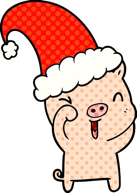 happy cartoon christmas pig 12393854 Vector Art at Vecteezy