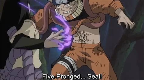 Naruto was defeated by Orochimaru by using the Five-Pronged Seal on the mark of the Nine-Tails ...