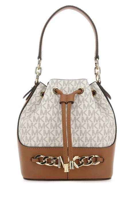 MICHAEL Michael Kors Devon Small Two-toned Bucket Bag in White | Lyst