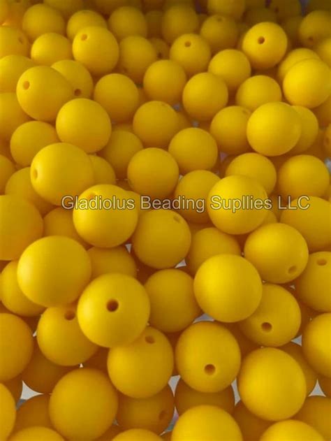 15mm Beads, Yellow, Solid Silicone Beads, Round Beads, Wholesale Beads, Bulk Beads, Crafting ...