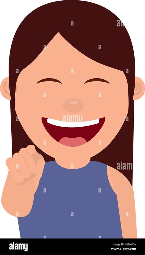 portrait cartoon smiling woman pointing gesture Stock Vector Image & Art - Alamy