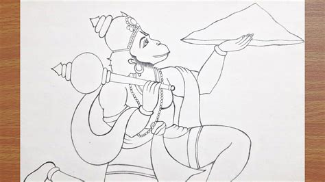 Easy Pencil Drawing of Lord Hanuman with Mountain | Lord Hanuman Drawing Step by Step - YouTube