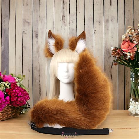 Cosplay Fox Ears and Tail Set Furry Animal Ear Headband Fursuit ...