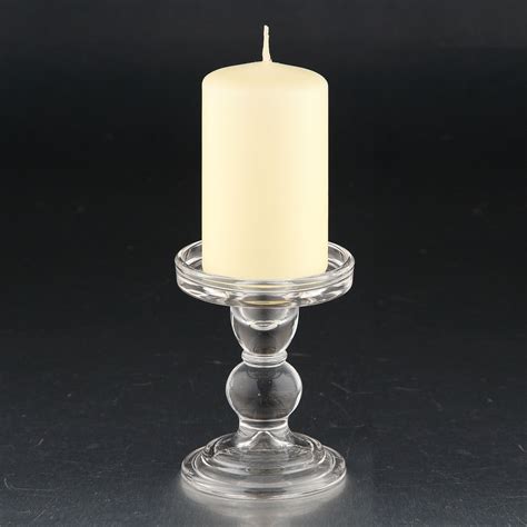 4.5" Clear Pillar Finish Glass Tabletop Candle Holder - Walmart.com