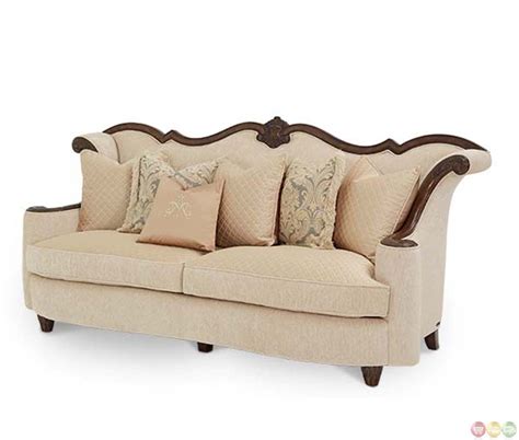 Michael Amini Victoria Palace Upholstered Wood Trim Sofa by AICO Living Room Decor Furniture ...