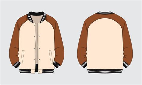 Raglan sleeve varsity jacket mockup front and back view 17675903 Vector ...