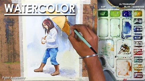 A Girl in the Rain- Watercolor Painting - YouTube