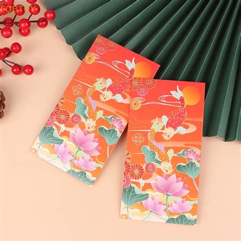 FOBTOY 6Pcs/Pack 2024 Year Chinese Style Red New Year Packet Cute Cartoon Pattern Purse Gift ...