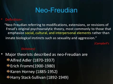 Compare the Neo-Freudian Theories of Personality to Freudian ...