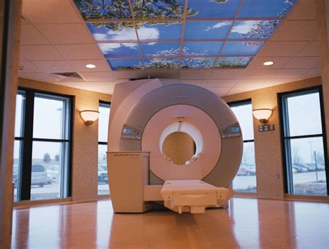 A large open style MRI scan exam room helps alleviate the confinement issues with MRI patients ...