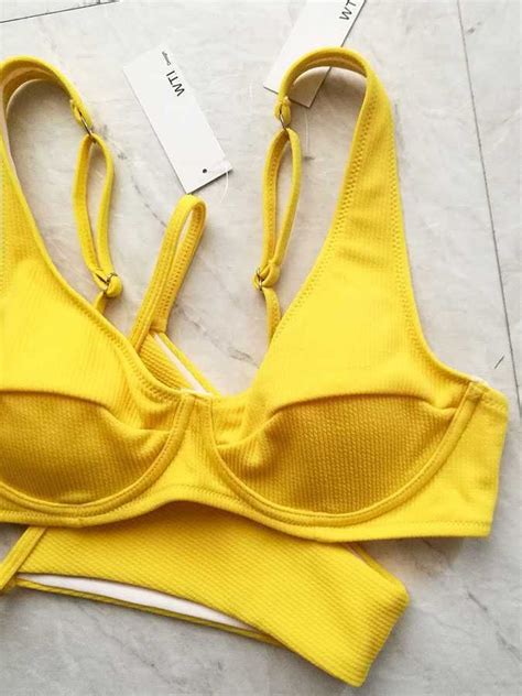 strap adjustable bra sized swimwear yellow bralette bikini top underwire swimsuit 25% off code ...