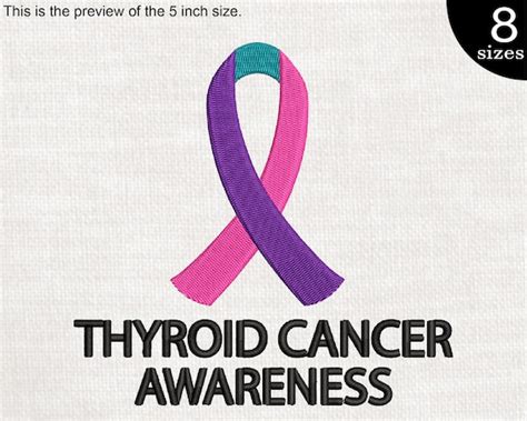 Thyroid Cancer Awareness Purple Ribbon Design for Embroidery - Etsy