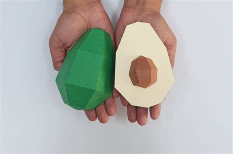 3D papercraft avocado model DIY paper model sculpture origami cute paper craft PDF desk item ...