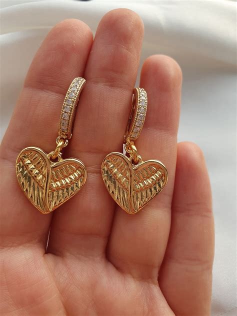 18k Gold Plated Earrings Angel Earrings Angel Wings | Etsy