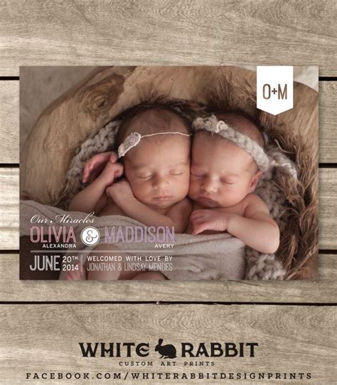 Twins Birth Announcement Print - DIGITAL FILE - 5x7 Birth Announcement, Twins, Twins … | Twin ...