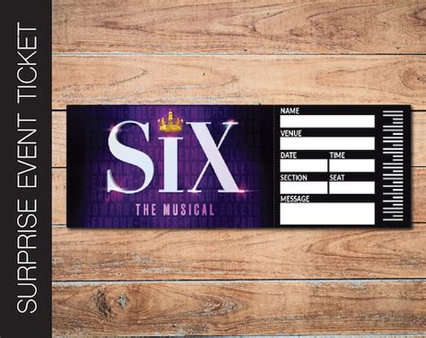 Printable SIX Broadway Surprise Ticket. Editable Musical - Etsy UK