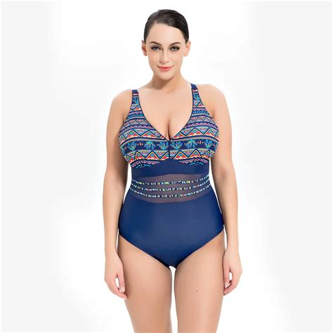 Aindav New Plus Size 10XL One Piece Swimsuit Mesh Swimwear Women 2019 Monokini Swimsuit Print ...