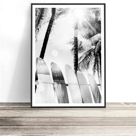 Surfboards Print (Black and White) in 2020 | Surfboard wall art, Surf ...