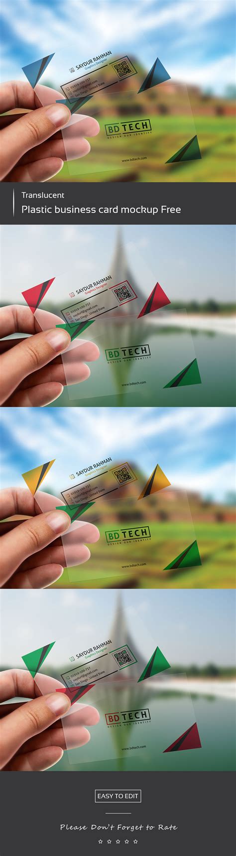 Translucent Plastic business card mockup Free :: Behance