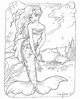 Realistic Mermaid coloring pages Download And Print For Free sketch template