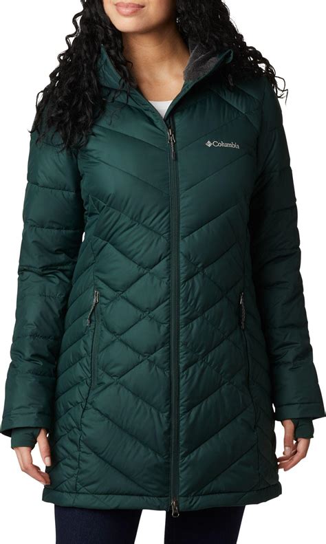 Columbia Synthetic Plus Heavenly Long Hooded Down Jacket in Green - Lyst