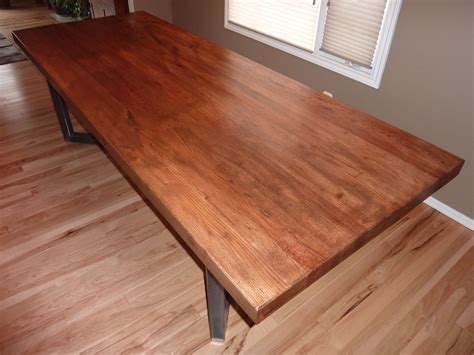 This beautiful slab table was made from reclaimed red oak that was ...