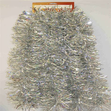 Holiday Time Tinsel Garland, Holographic Silver Wave - Walmart.com