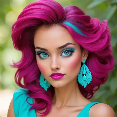 A pretty lady, magenta and turquoise | OpenArt