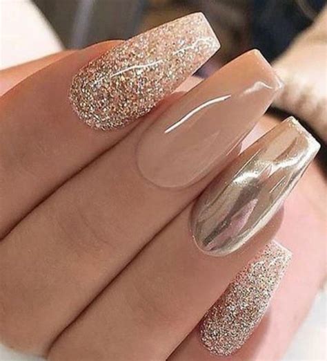 Champagne Nails | Metallic nails design, Gel nails, Nails design with ...