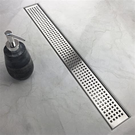 Neodrain 60-Inch Linear Shower Drain with Quadrato Pattern Grate, Prof – reidek