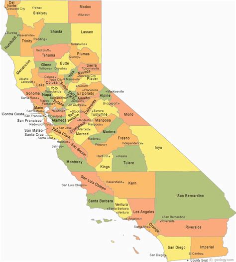 California County Map with Major Cities | secretmuseum