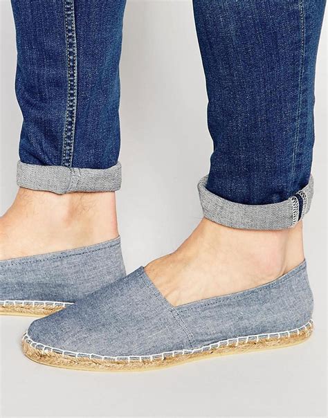 Lyst - Asos Asos Canvas Espadrilles In Blue Chambray in Blue for Men