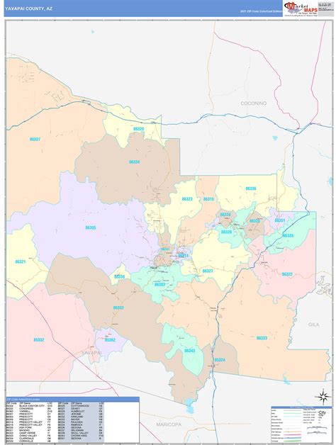 Yavapai County, AZ Wall Map Color Cast Style by MarketMAPS - MapSales