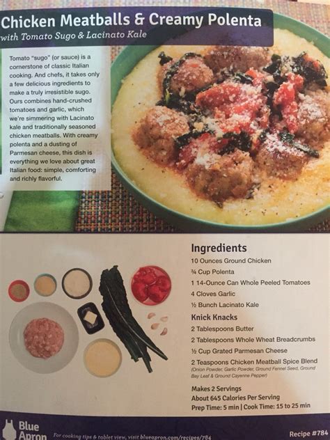 Blue Apron Meatball Polenta | Blue apron recipes, Recipes, Hello fresh recipes