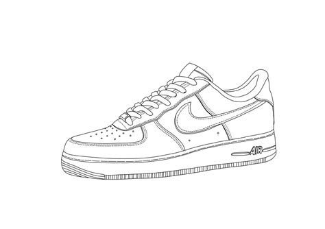 A4 Impression Nike Air Force 1 Dessin en ligne moderne noir - Etsy France