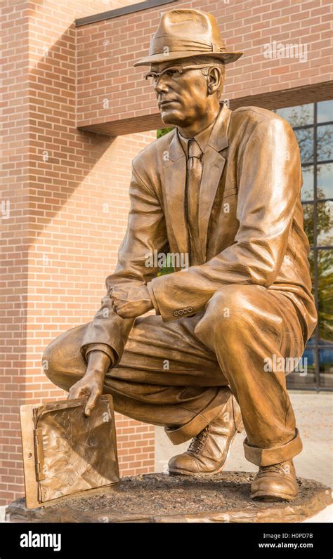 Boise State Football, Bronze Statue of former football coach Lyle Smith. Boise state Campus ...