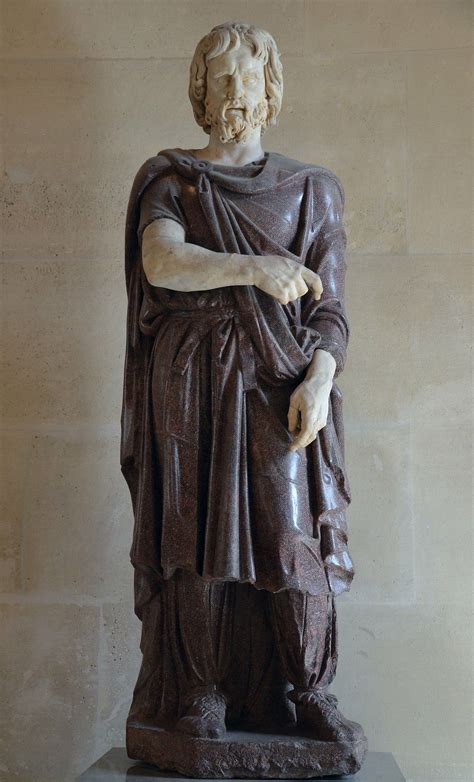 Captive Barbarian, 2nd century AD?, Red porphyry and white marble, from Rome, Louvre Museum ...