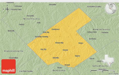 Savanna Style 3D Map of Karnes County