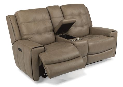 Wicklow Leather Power Reclining Loveseat with Console and Power ...