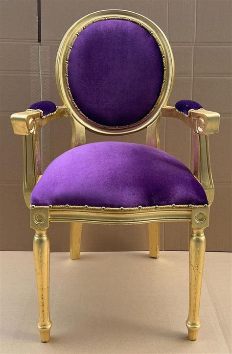 Casa Padrino luxury baroque dining chair purple / gold - Handmade antique style chair with ...
