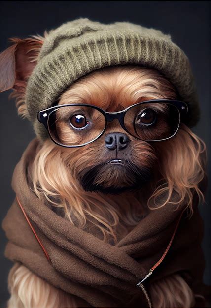 Premium AI Image | A dog wearing a hat and glasses