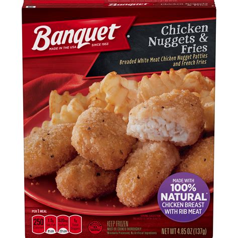 Banquet Basic Chicken Nuggets and Fries Frozen Single Serve Meal, 4.85 ...