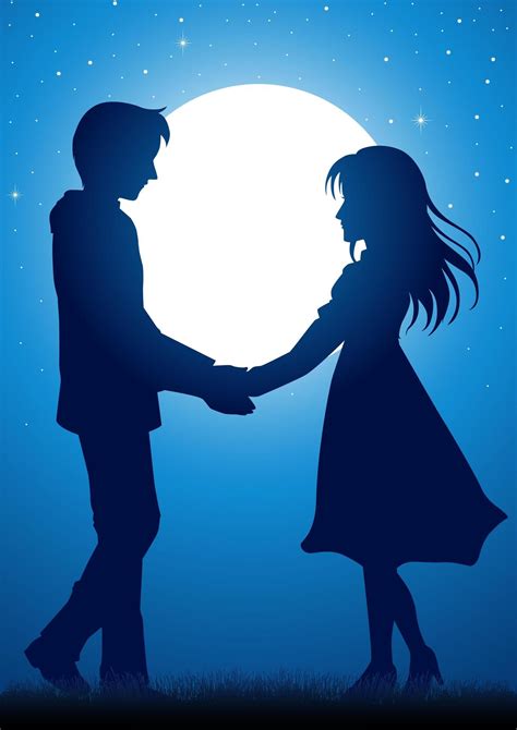 Download Young couple holding hands under the moonlight for free ...