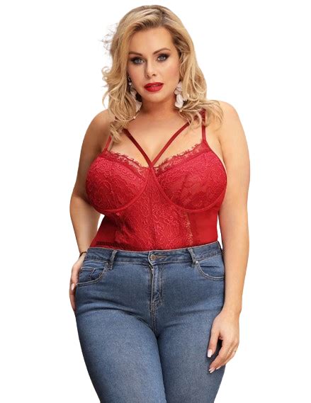 Lace Openable Crotch Plus Size Red Bodysuit Without Underwire – Plus ...
