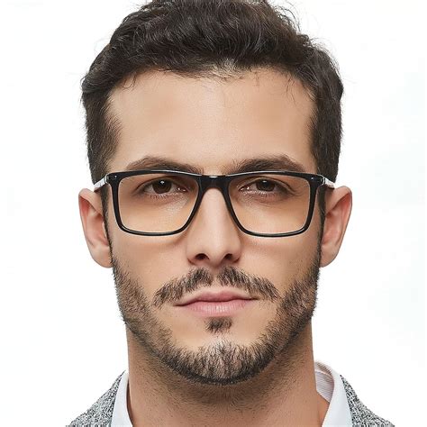 Men's Eyewear Frames Large Rectangular Eyeglasses Fashion Clear Glasse ...