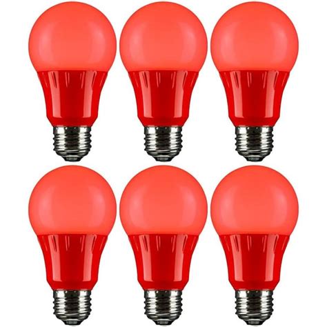 Sunlite 40-Watt Equivalence LED A19 Light Bulbs Medium E26 Base Red ...