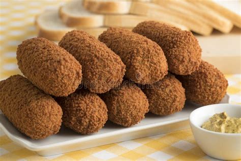 Deep Fried Dutch Kroketten for Lunch Stock Image - Image of croquette ...