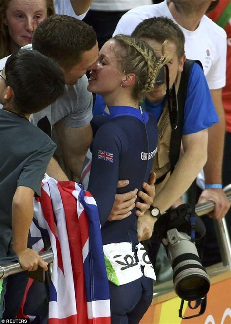 Team GB's Becky James kisses George North as she celebrates Olympic silver medal | Daily Mail Online