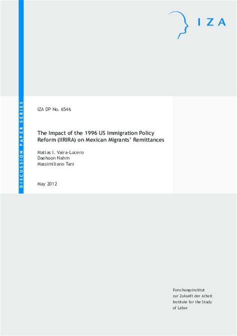 (PDF) Impact of the 1996 US Immigration Policy Reform (IIRIRA) on Mexican migrants' remittances ...